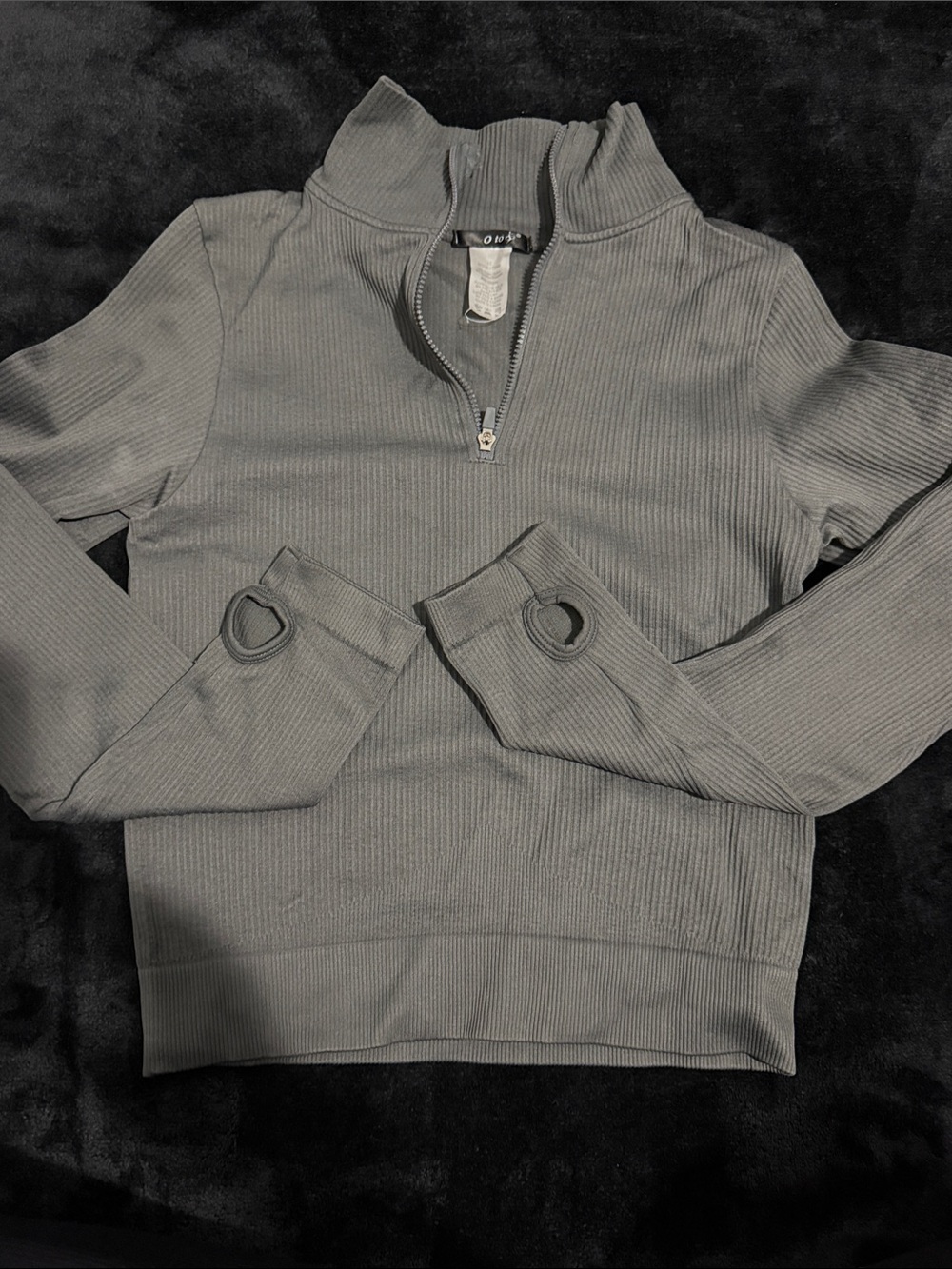 Teens Ribbed Half-Zip Sweater in Charcoal Gray